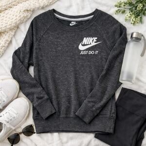 Nike Just Do It Crewneck Shirt Women’s Med Black Gray Heather Long Sleeve